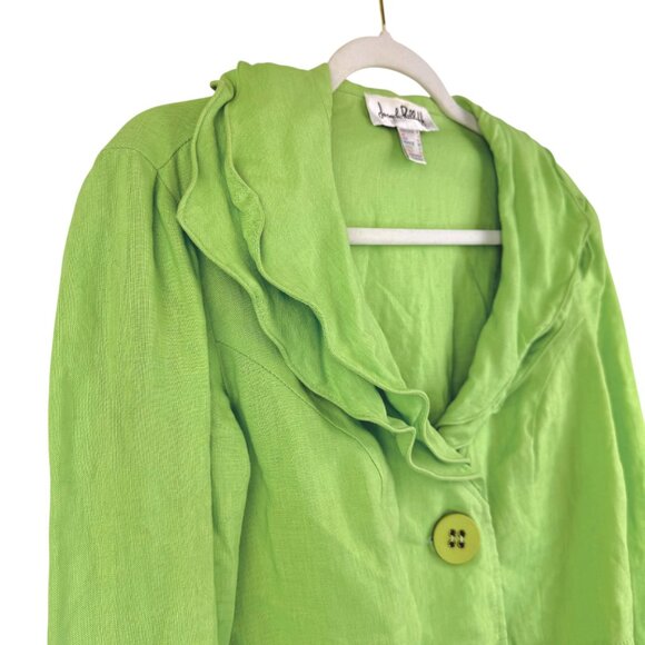 Vintage | Joseph Ribkoff | 6 | Ruffled Collar Blazer | Green | Y2K | Feminine - Picture 2 of 16